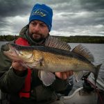 Benny Backeby fims guide at Lillbo with a nice Zander from the lake at Lillbo e