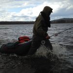 Fims guide Benny on his way out to the spot flyfishing for pike